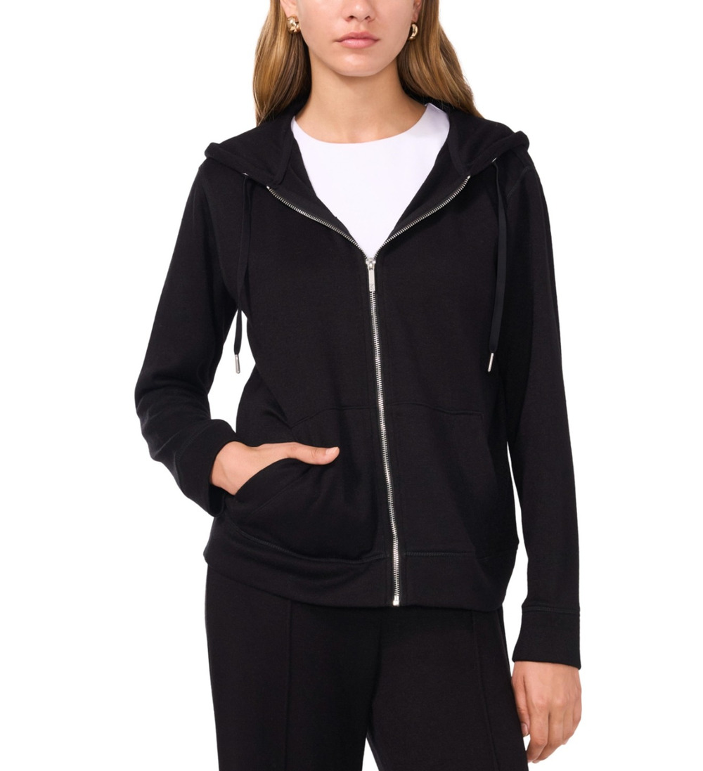 Vince Camuto Women Full Zip Hoodie Black Size L